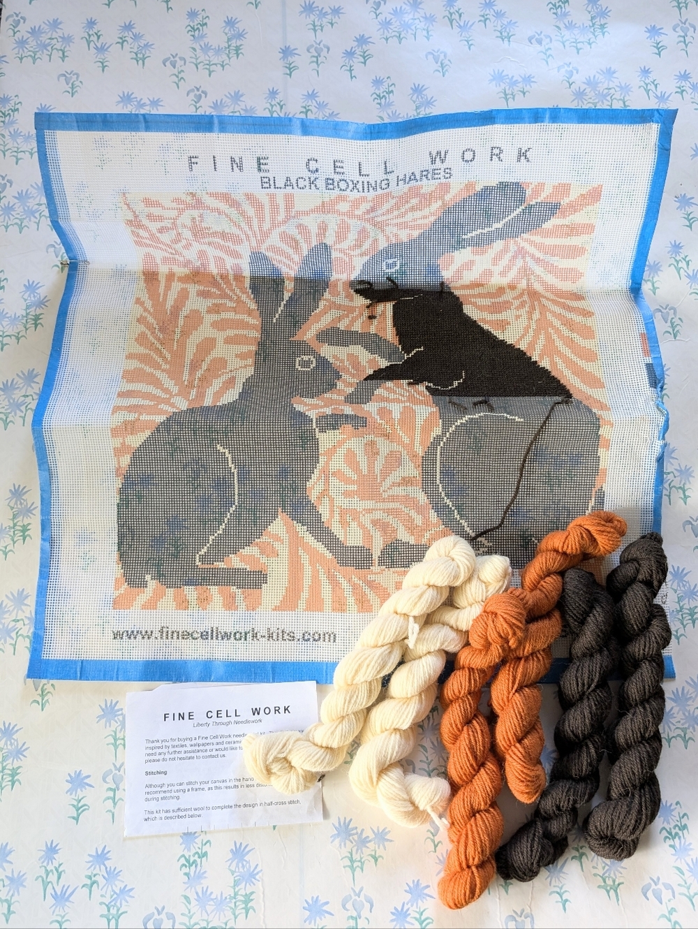Fine Cell Work Boxing Hares Needlepoint Tapestry Kit Appleton Wool DIY 16"